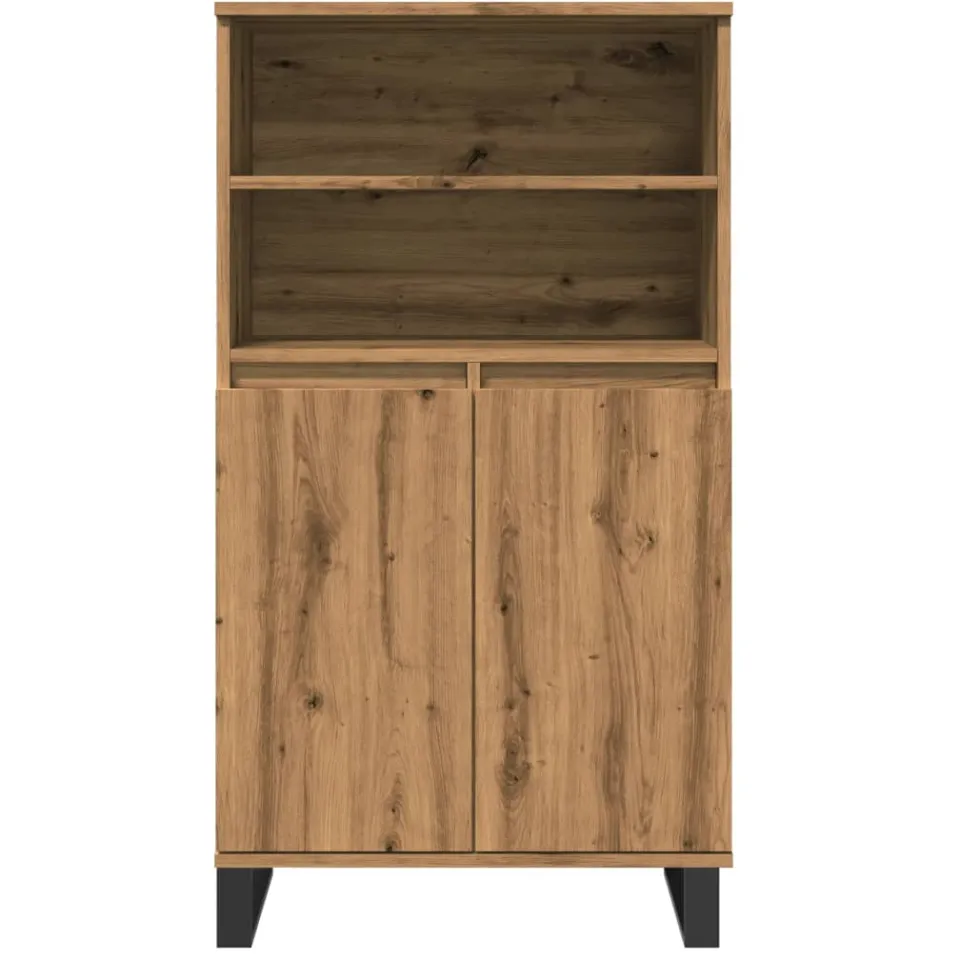 vidaXL Hoge kast 60x36x110 cm bewerkt hout artisanaal eikenkleur Bruin