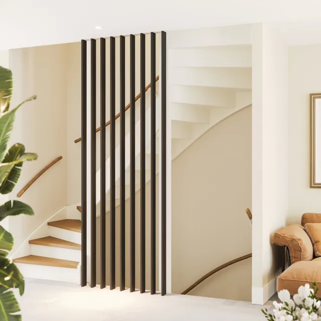 Barnwoodweb Roomdivider Lat Zwart Eiken 274,5 cm – Inclusief Montageset – Houten Lat 18x80 mm – Voor Lattenwand / Scheidingswand – Per stuk