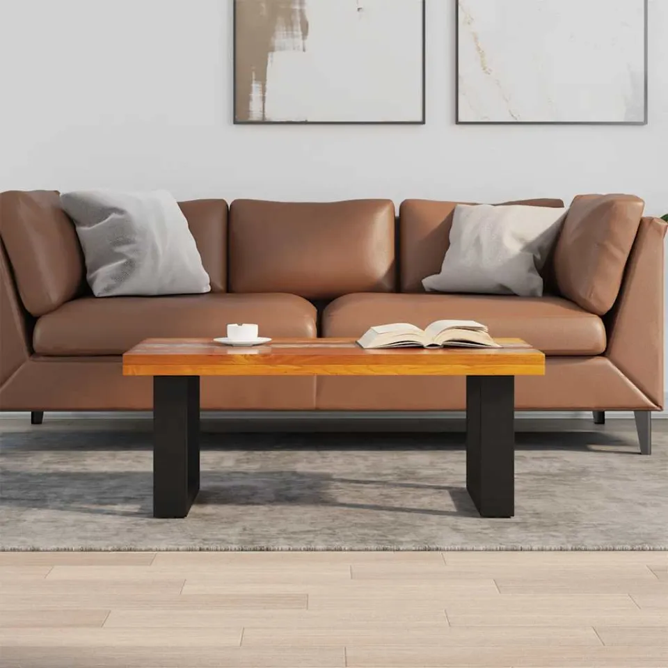vidaXL Salontafel massief teakhout hars 100x50 cm meerkleurig, foto 3