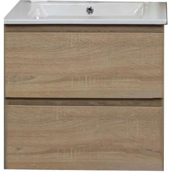 Boss & Wessing Badkamermeubel BWS Pepper Wastafel Porselein Met Kraangat 60x55x46 cm Eiken