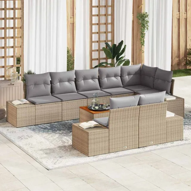 vidaXL Tuin Sofa Set 9 st beige en lichtgrijs