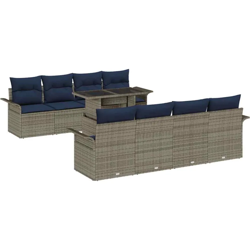 vidaXL Tuin Sofa Set 8 st Grijs poly rattan
