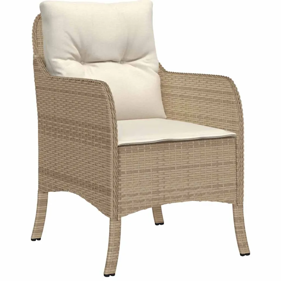 vidaXL 9-delige Tuinset met kussens poly rattan beige