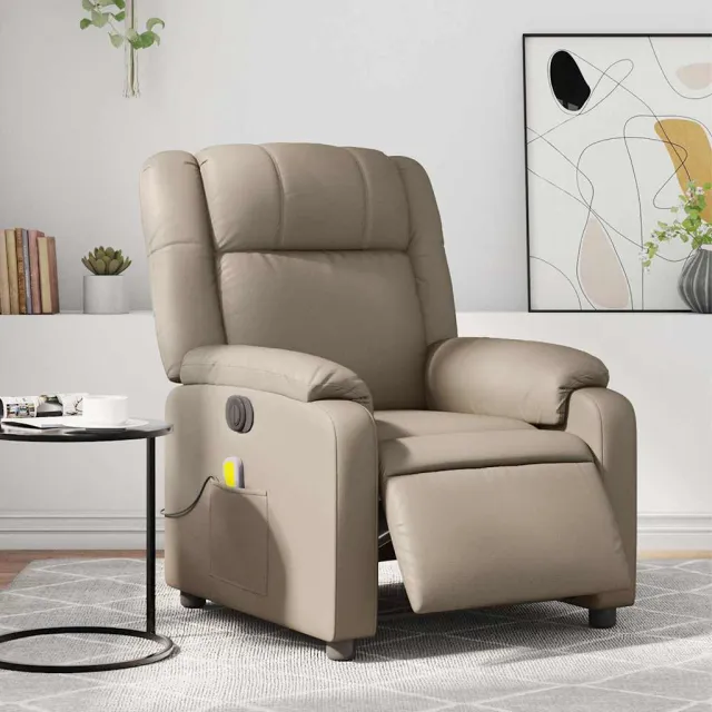 vidaXL Massagestoel verstelbaar elektrisch kunstleer cappuccinokleurig Bruin
