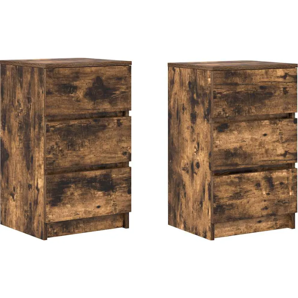 vidaXL Nachtkastjes met 3 lades 2 st 39x35x65 cm gerookt eikenkleurig Bruin