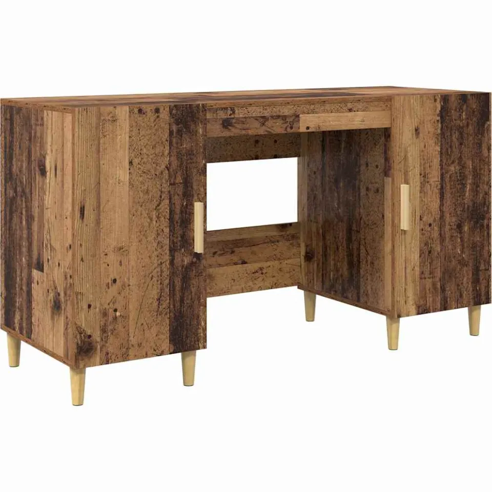 vidaXL Bureau Oud Hout Bewerkt hout 140 x 50 x 75 cm bruin, foto 3