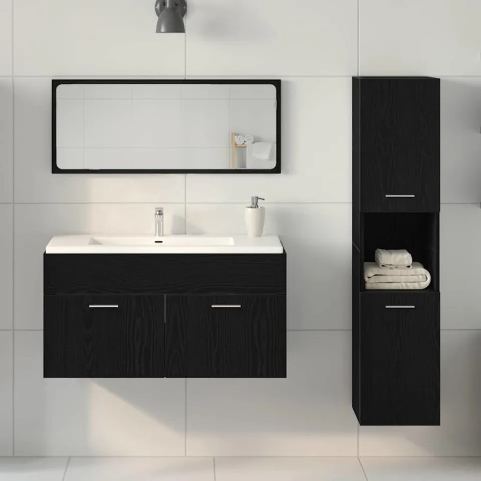 vidaXL Badkamermeubelset 3 st Zwart Eiken 90 x 38,5 x 46 cm, foto 3