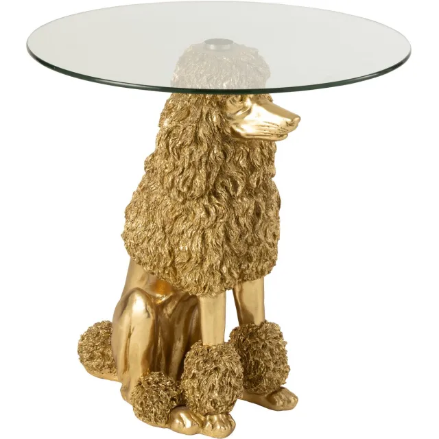 J-Line bijzettafel Poedel Rond - polyresin - goud