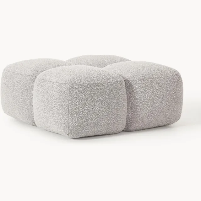 Westwing Collection Bouclé voetenbank Tayla Taupe