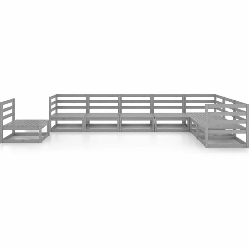 vidaXL 8-delige Loungeset massief grenenhout grijs