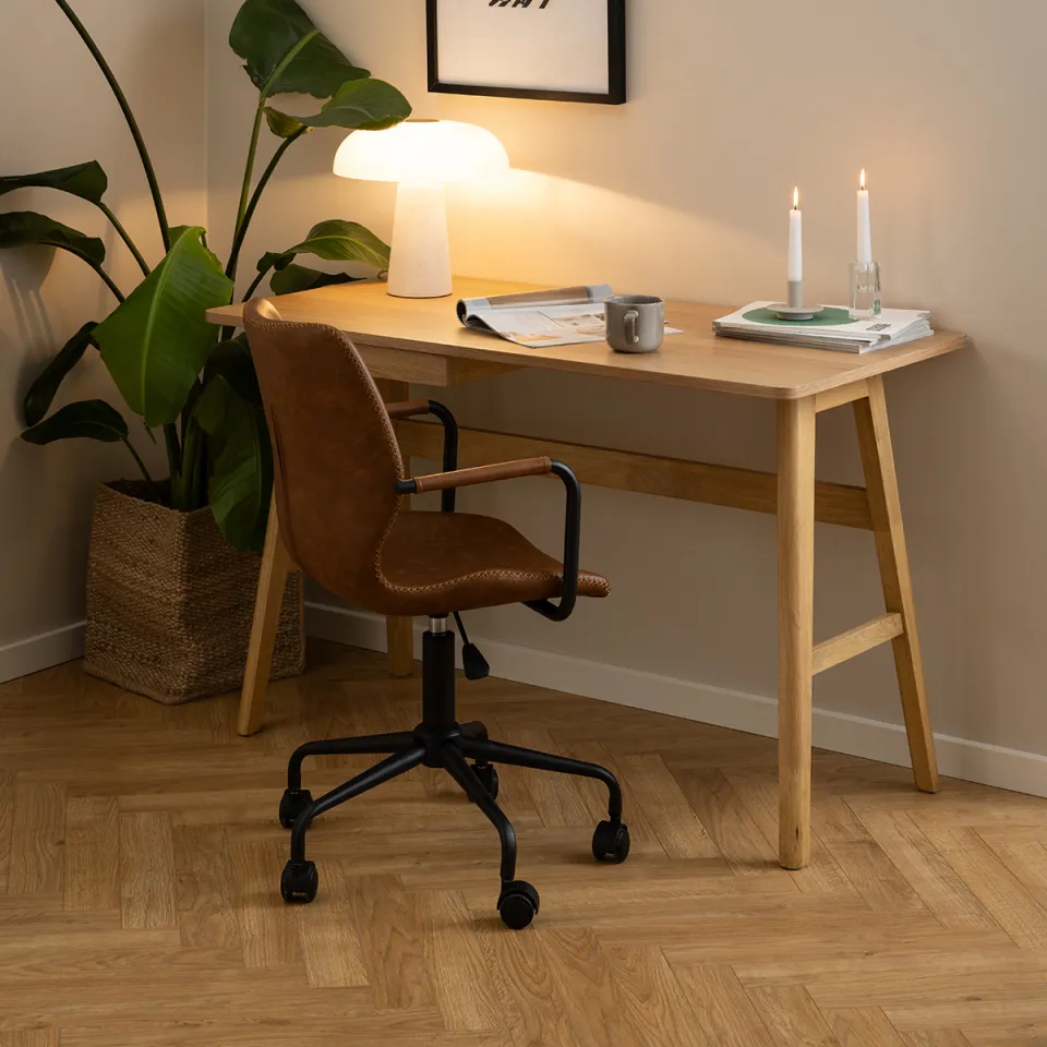 Lisomme Lisanna houten bureau naturel - met lade - 120 x 60 cm, foto 2