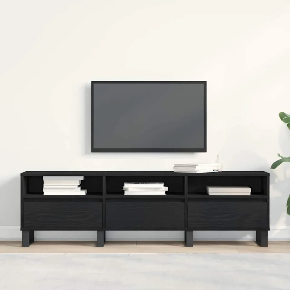 vidaXL TV-kast 150 x 30 x 44,5 cm Zwart Eiken Bewerkt hout, foto 4