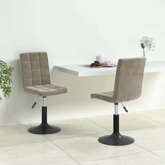 vidaXL Eetkamerstoelen draaibaar 2 st fluweel lichtgrijs