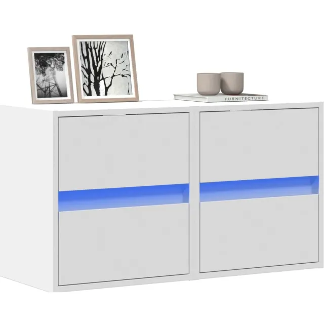 vidaXL Tv-wandmeubels 2 st met LED-verlichting 41x31x45 cm wit