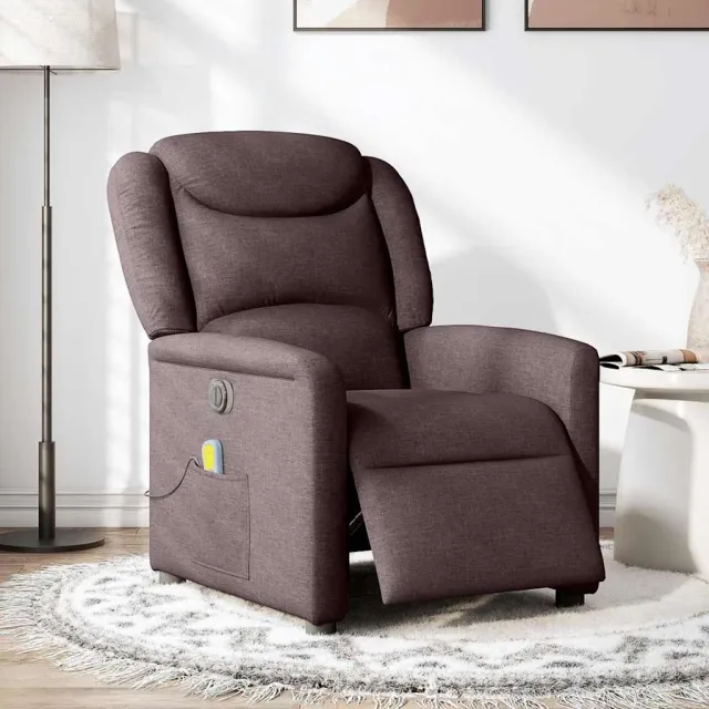 vidaXL Massagestoel elektrisch verstelbaar stof donkerbruin bruin