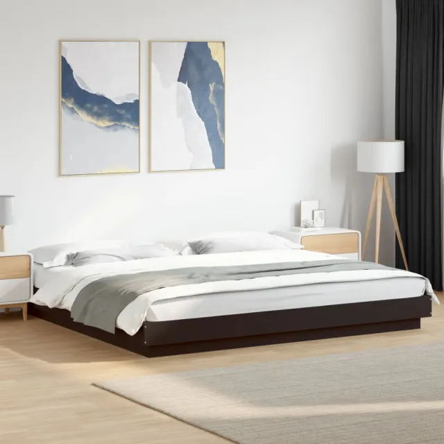 vidaXL Bedframe met LED-verlichting bewerkt hout zwart 180x200 cm