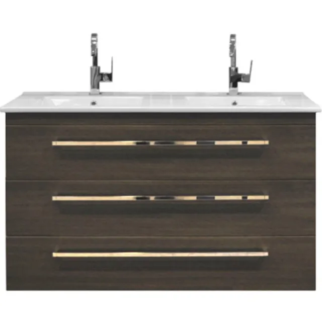 Sanicare Badkamermeubelset Sanicare Q1 3 Soft Close Lades Schots Eiken 121x46 cm Zwart