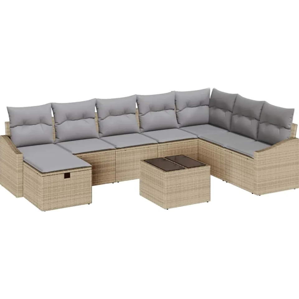 vidaXL Tuin Sofa Set 9 st poly rattan Zwart