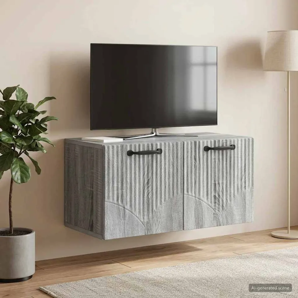 vidaXL Wandbeugel TV-kast Grijs sonoma 59,5 x 31 x 30 cm Bewerkt hout, foto 4