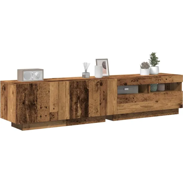 vidaXL Tv-meubel met LED 180x35x40 cm bewerkt hout oud hout Bruin