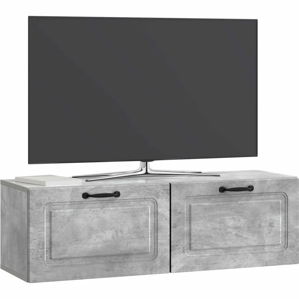 vidaXL Wandbeugel TV-kast Betongrijs 98 x 31 x 30 cm Bewerkt hout grijs, foto 2