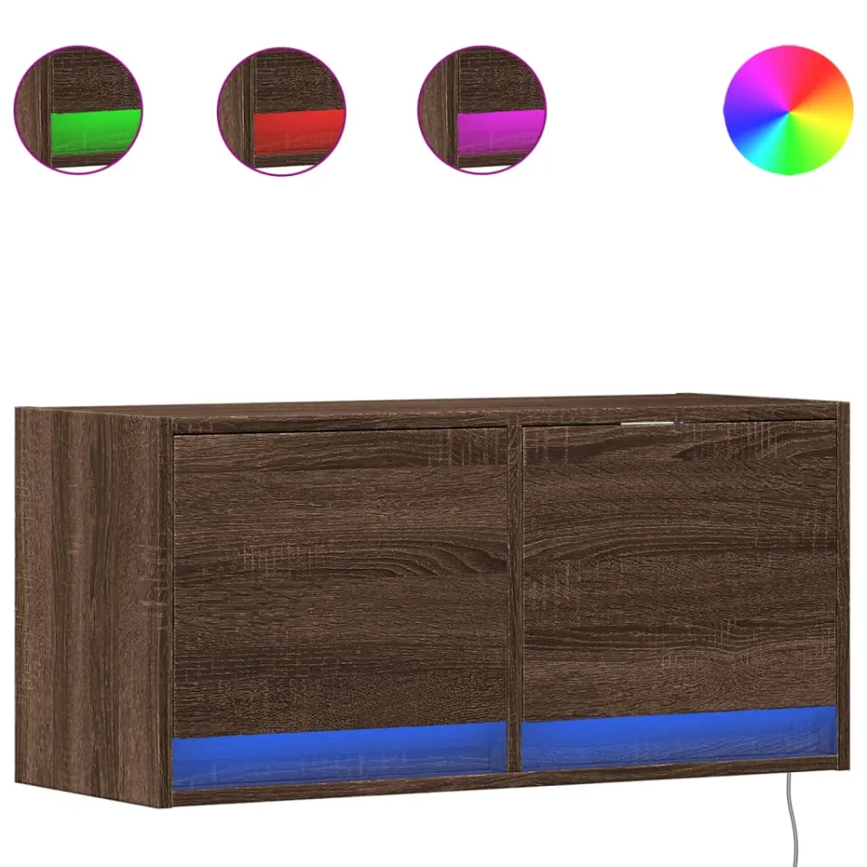 vidaXL Tv-wandmeubel met LED-verlichting 80x31x35 cm bruin eikenkleur