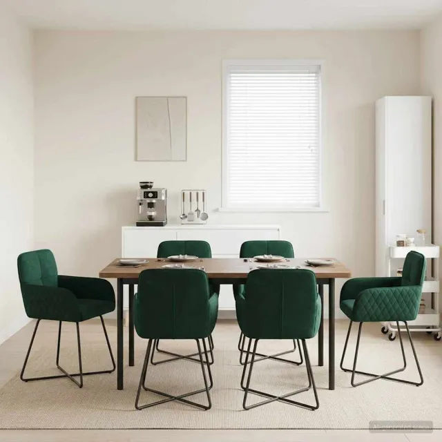 vidaXL Eettafelstoelen 6 st fluweel Donkergroen 59 x 56,5 x 86 cm