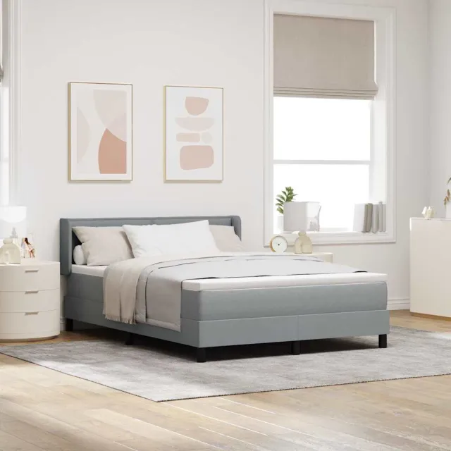 vidaXL Boxspringbed met hoofdeinde Lichtgrijs 190 x 140 cm Stof