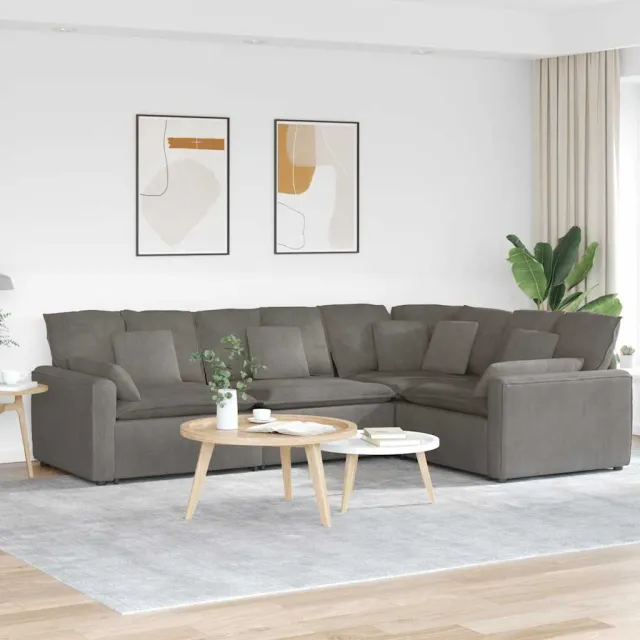 vidaXL Modulaire bank met kussens corduroy stof lichtgrijs