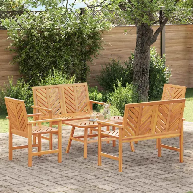 vidaXL Tuin loungeset 5 st Bruin Massief Acaciahout, foto 2