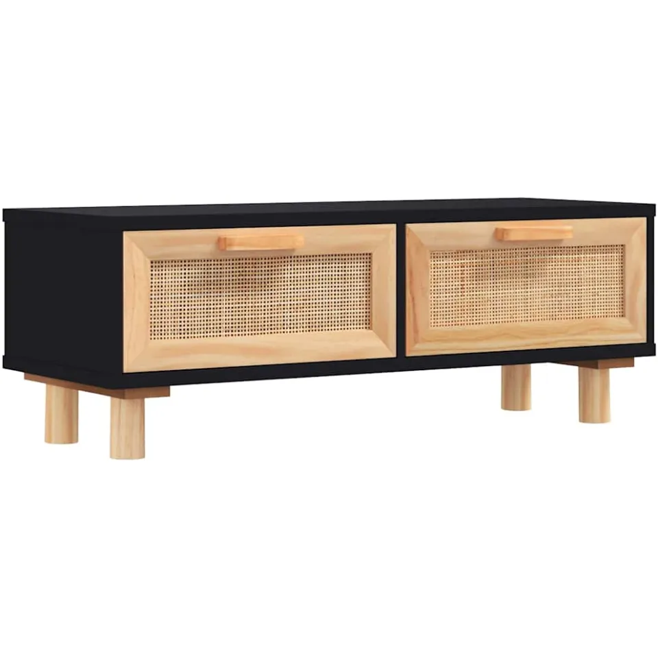vidaXL Salontafel 80x40x30 cm bewerkt hout en grenenhout zwart, foto 3