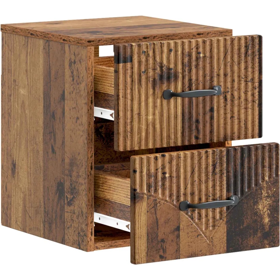 vidaXL Wandbeugel Bedkast Oud hout 34,5 x 33 x 40 cm Bewerkt hout bruin, foto 3