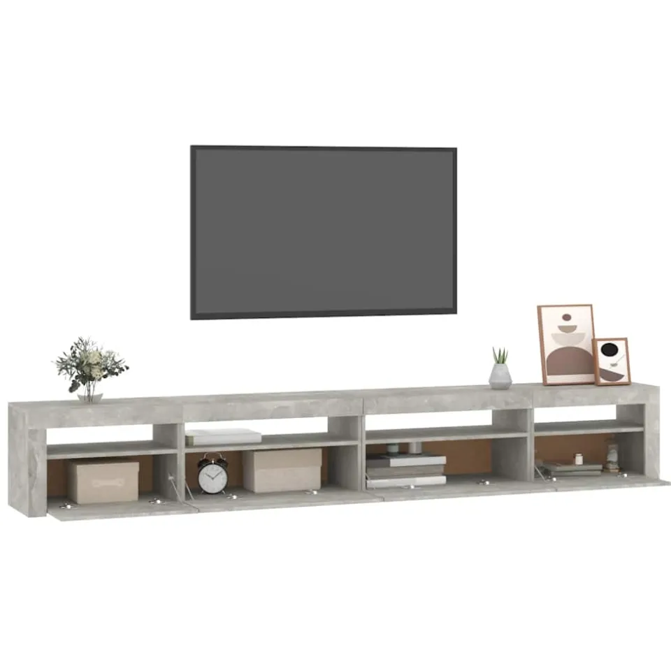 vidaXL Tv-meubel met LED-verlichting 270x35x40 cm betongrijs grijs, foto 3