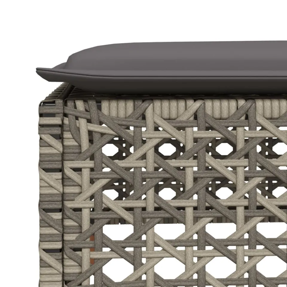 vidaXL Tuinkruk met kussen 63,5x56x32 cm poly rattan grijs, foto 4