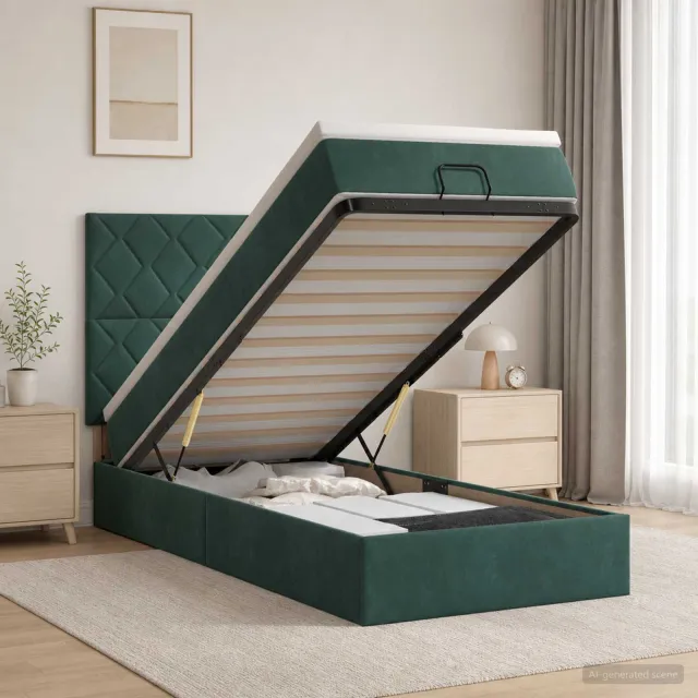 vidaXL Ottoman bed met matras Donkergroen 80 x 200 cm Fluweel