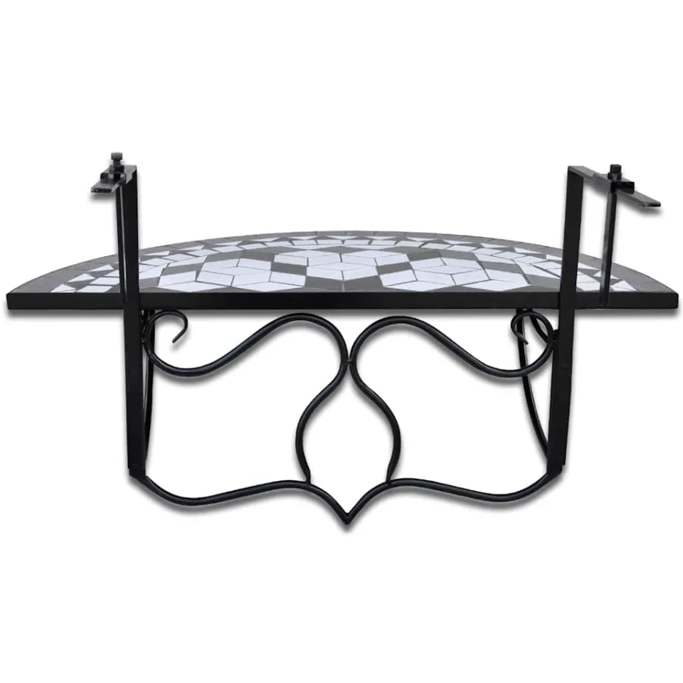 vidaXL Balkontafel hangend mozaïek zwart en wit, foto 4