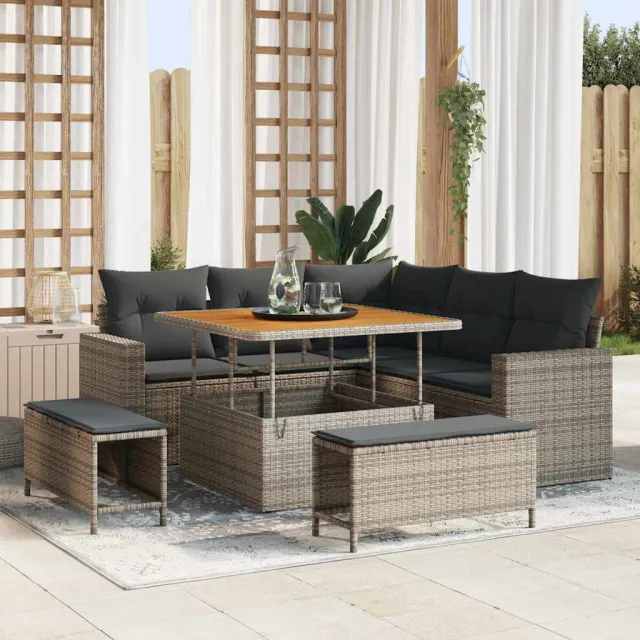 vidaXL Tuinbankenset 8 st Grijs poly rattan, foto 2