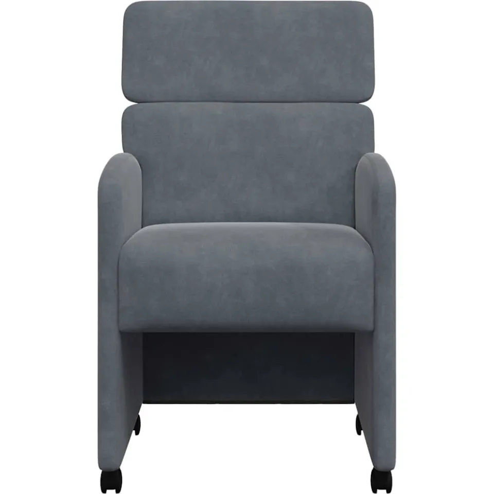 vidaXL Eetkamerstoelen met Wieltjes 2 st Fluweel Donkergrijs grijs, foto 4