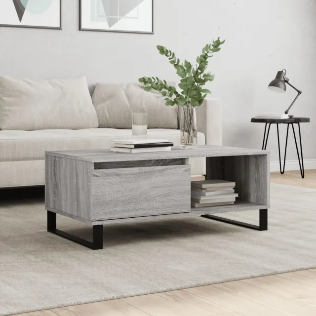vidaXL Salontafel 90x50x36,5 cm bewerkt hout grijs sonoma, foto 2
