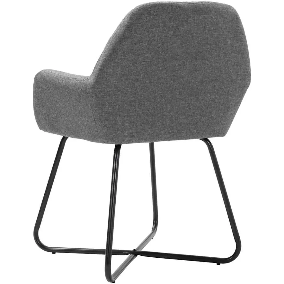vidaXL Eetkamerstoelen 6 st stof donkergrijs grijs, foto 4