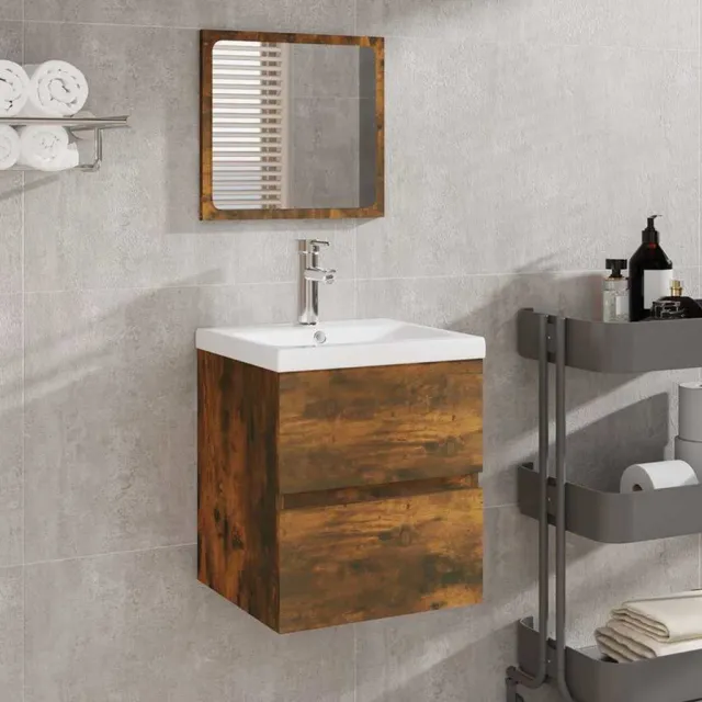vidaXL Badkamerkast met spiegel bewerkt hout gerookt eikenkleurig Bruin