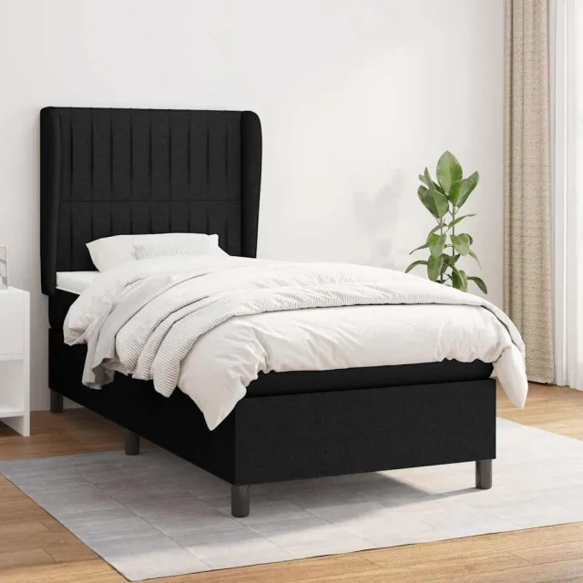 vidaXL Boxspring met matras stof zwart 90x190 cm