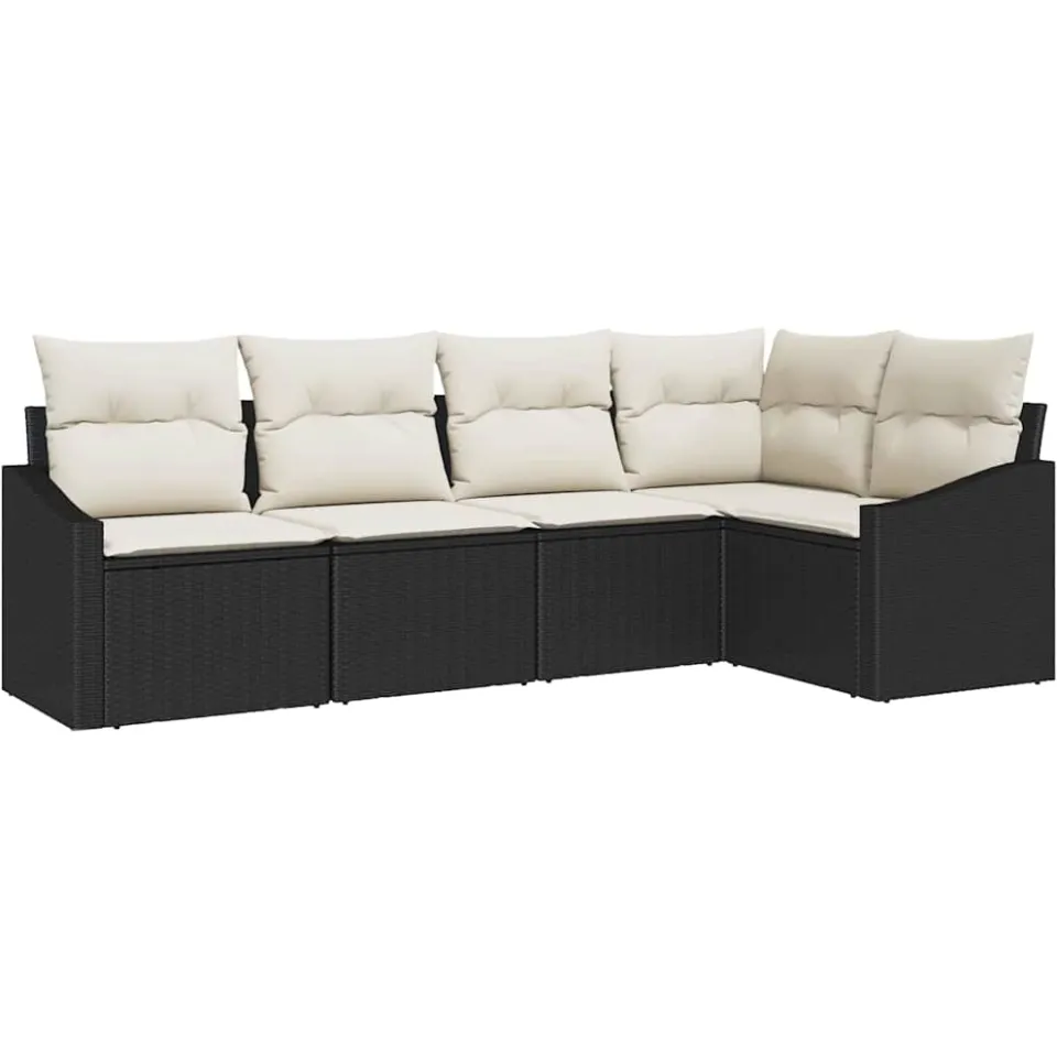 vidaXL Tuinbankenset 5 st Zwart en Wit poly rattan