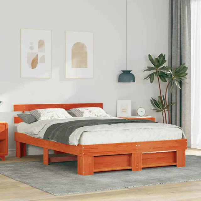 vidaXL Bedframe Wasbruin 160 x 200 cm Massief grenenhout