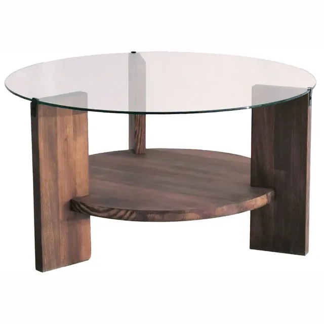 Skye Decor , Salontafel, Mahal, Gehard glas, Walnoot, 75 x 75 x 40 cm Bruin