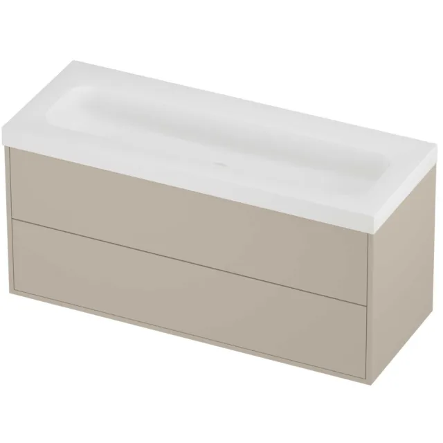 Proline Haga Badmeubelset Polystone Mezza 2 Laden 120x46x58 cm Mat White Soft Linen Beige