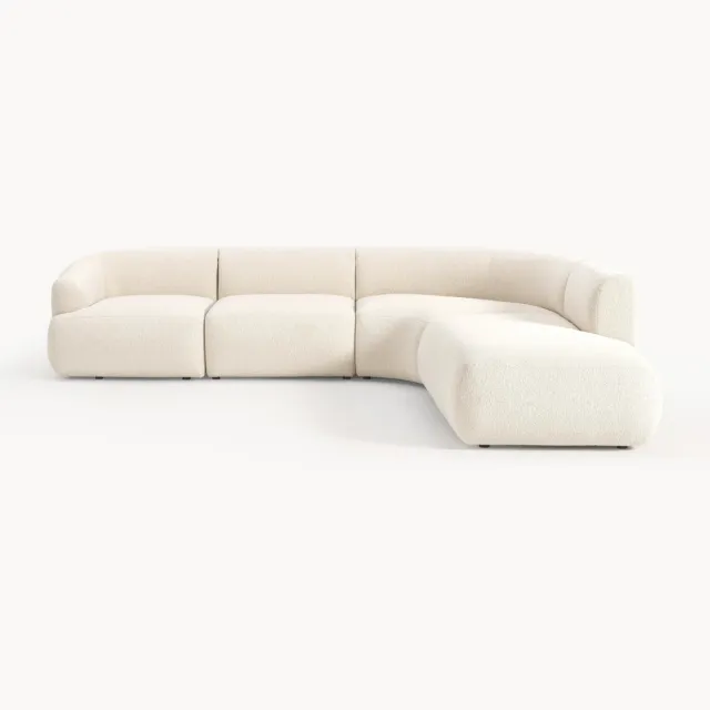 Westwing Collection Modulaire bouclé hoekbank Sofia (4 zits) wit