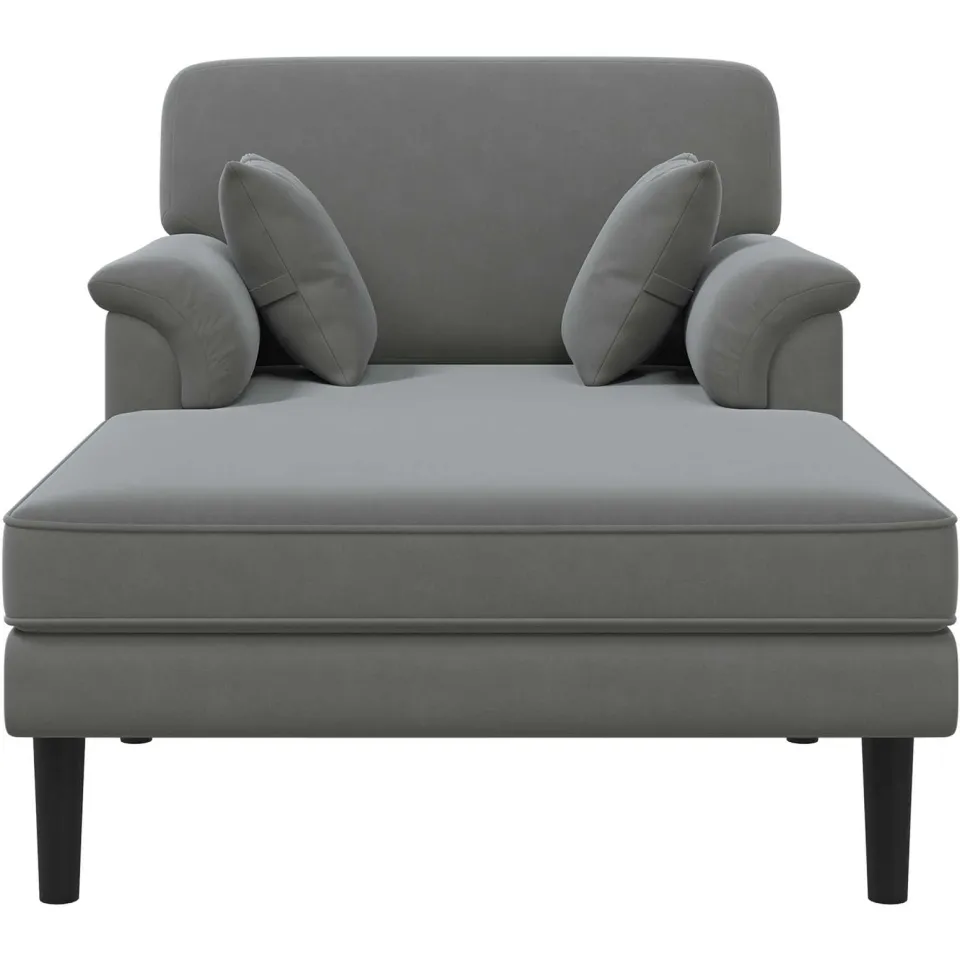 vidaXL Chaise longue Donkergrijs fluweel, foto 3