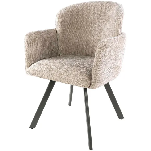 Set van 2 - Nest of Nora Eetkamerstoelen Ami - Draaibaar met armleuning - Draaistoelen - Zand