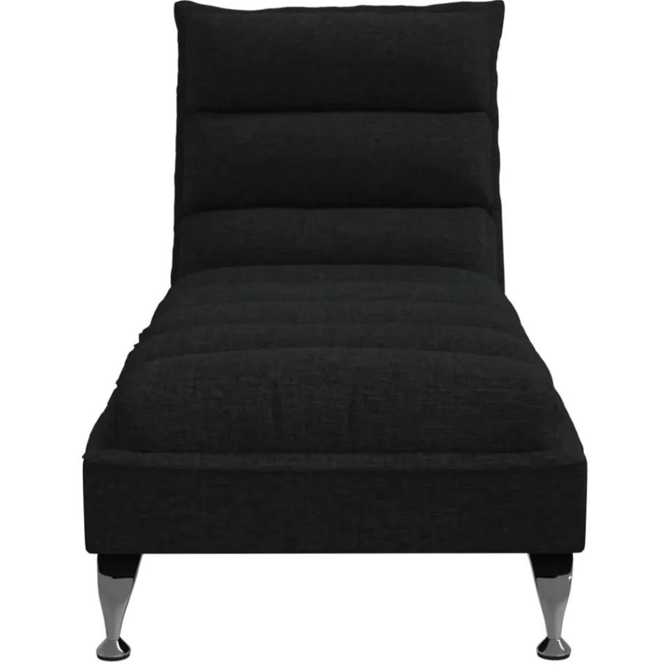 vidaXL Chaise longue met kussens stof zwart, foto 4